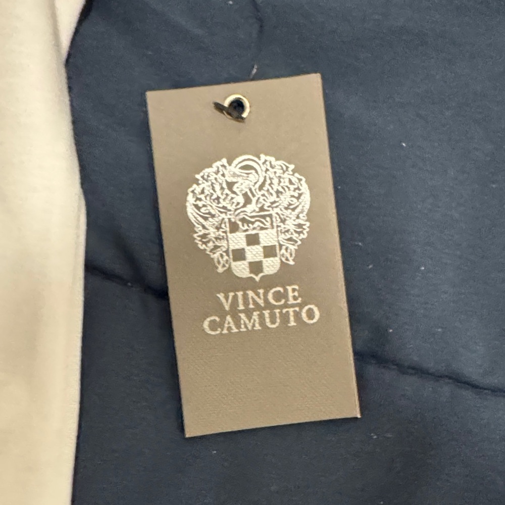 Vince Camuto White Tee with Gold Trim Sleeves | Size M | NWT - Picture 3 of 7